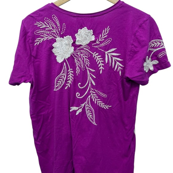Johnny Was Purple Embroidered Floral Women Top Size Small - Picture 2 of 6